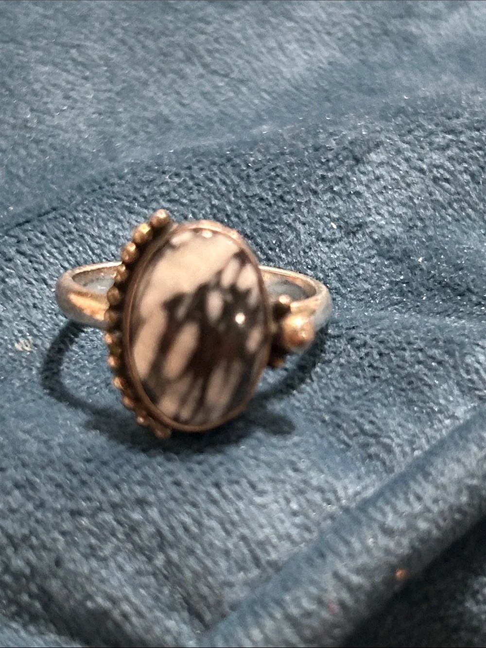 Handcrafted Silver Ring White Buffalo Turquoise Store Size 7.75